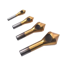 4Pcs Chamfer Countersink Deburring Drill Bits Set Cutting Metal Tool