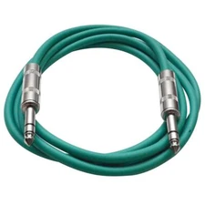 6 Foot Green TRS to TRS Patch Cable PA/DJ Cord 1/4 Inch TRS