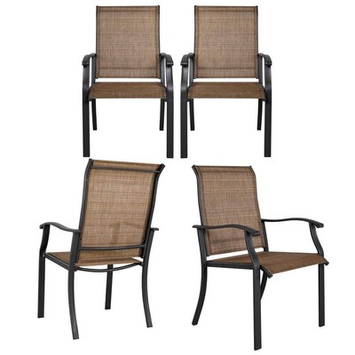 Nuu Garden Dining Chair 37.5 in H Galvanized Steel Outdoor in Brown(4-Pack)
