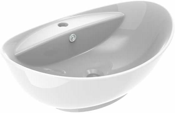 ERCOS Oval Keramik Aufsatzwaschbecken, Weiß Abmessungen 590X390 MM