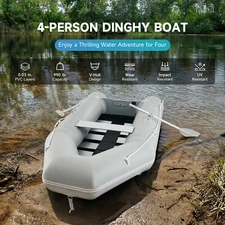 10ft Inflatable Boat Dinghy 4 Person White Water Rapids Outboard Motor Capable