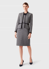 Nwt Hobbs Women's Open Front Brianna Tailored Blazer Jacket Navy Ivory Size 10