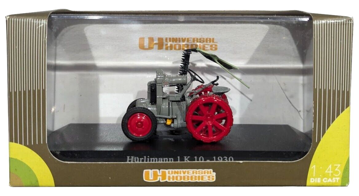 1:43 Scale Universal Hobbies 6031 1930 Hurlimann 1 K 10 Tractor with Mower - MIB