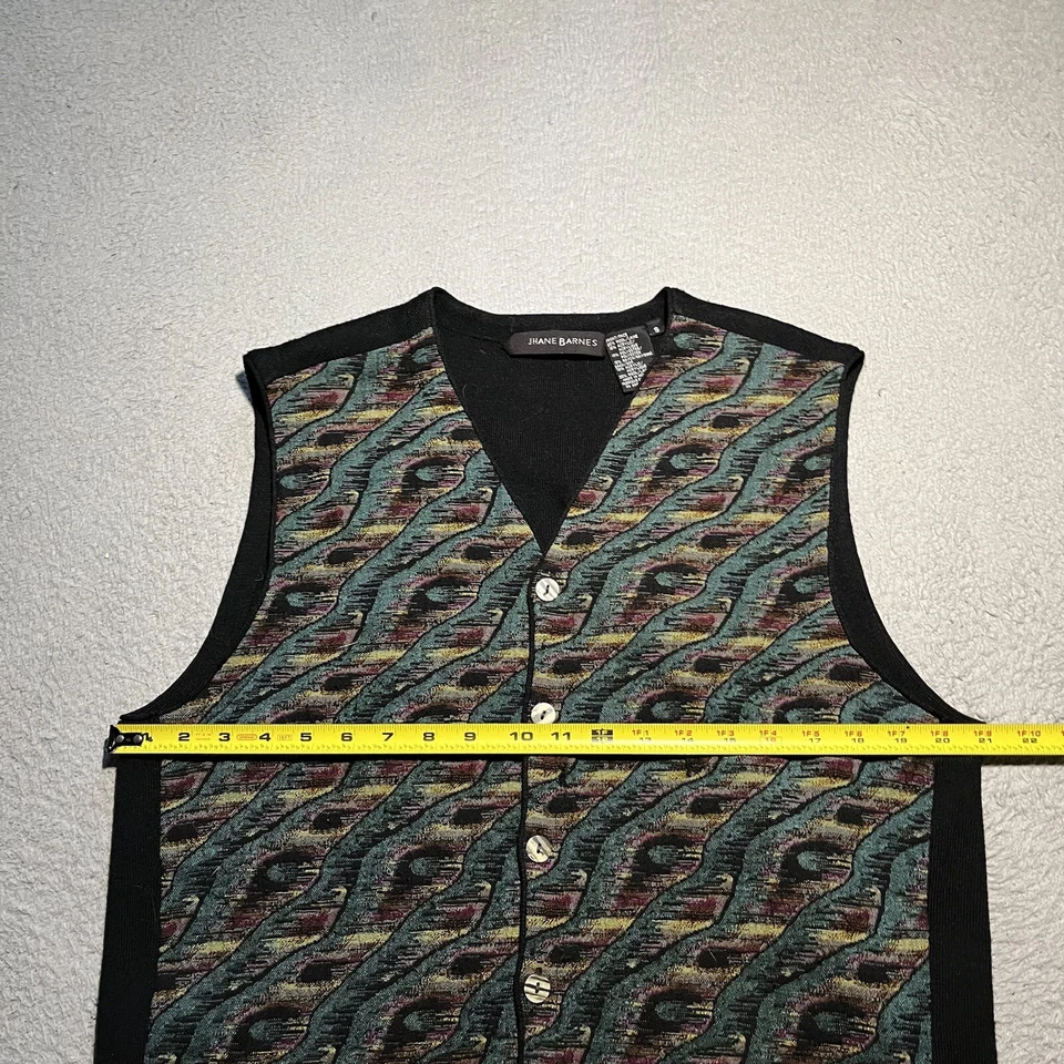 De Colección Jhane Barnes Suéter Chaleco Para Hombres Pequeño Lana Abuelo Cárdigan Abstracto Colorido Foto 4 de 4