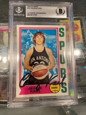1974-75 TOPPS #257 GEORGE KARL SPURS ROOKIE SIGNED BASKETBALL CARD BECKETT AUTO