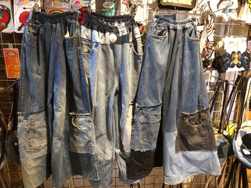 Random Vintage Upcycled Levi's Patchwork Baggy Jeans Recycled Mixed Colours - Picture 3 of 15