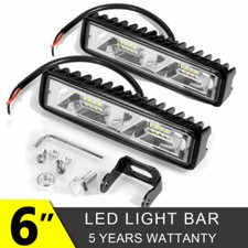 2x Led Work Lights 6 Inch 48w 12v Driving Strip Flood Beam Light Bar Suv Offroad