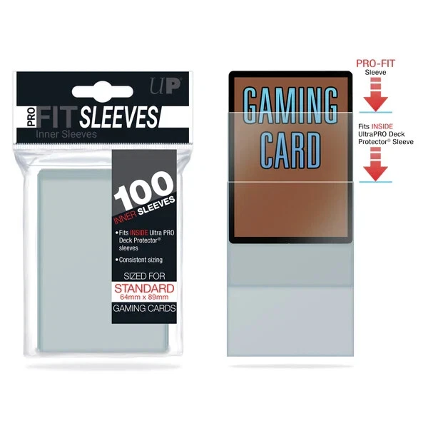 100 Protège Cartes/Sleeves STANDARD PRO-FIT Ultra PRO 64x89mm - Transparent - Photo 2/2