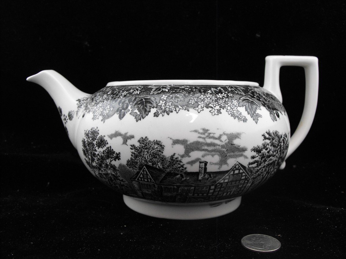 WEDGWOOD ROMANTIC ENGLAND BLACK QUEENS WARE TEAPOT WITHOUT LID | eBay