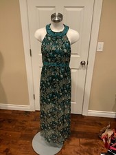 Anna Sui Green Floral Silk Sleeveless Maxi Dress w/ Open Back, Size 6 NWT! $855