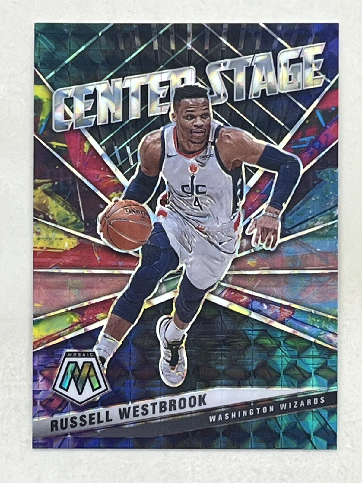 Russell Westbrook 2020-21 Panini Mosaic Center Stage #2 Sports NBA Wizards Card