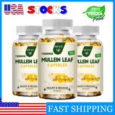 3 Bottles Mullein Leaf Capsules Lung Cleanse Detox Herbal Dietary Supplement
