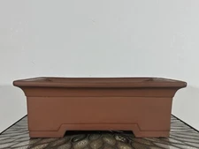 Preowned Japanese Tokoname Rectangular Bonsai Pot Syunpuu - 12.25” By 9.25”