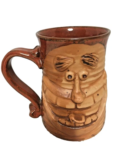 Mug Pottery Big Mouth Face Coffee Cup Stoneware Art Pottery Lauren Japan Vintage