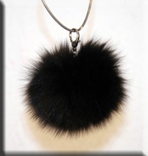New Black Fox Fur Purse Pom Pom Fur Key Chain Handbag Charm