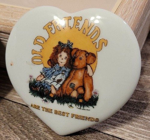 Vintage "Old Friends Are The Best Friends" Papel Porcelain Trinket Box Japan - Picture 2 of 9
