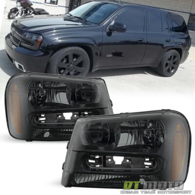 [Exclusive Dark Smoke] 2002-2009 Chevy Trailblazer Headlights Headlamps 02-09