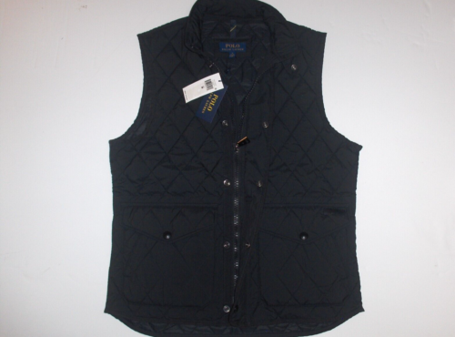 POLO RALPH LAUREN Men's Zipper Zip Iconic Diamond Quilted Vest, Jacket, BLACK - Picture 2 of 19