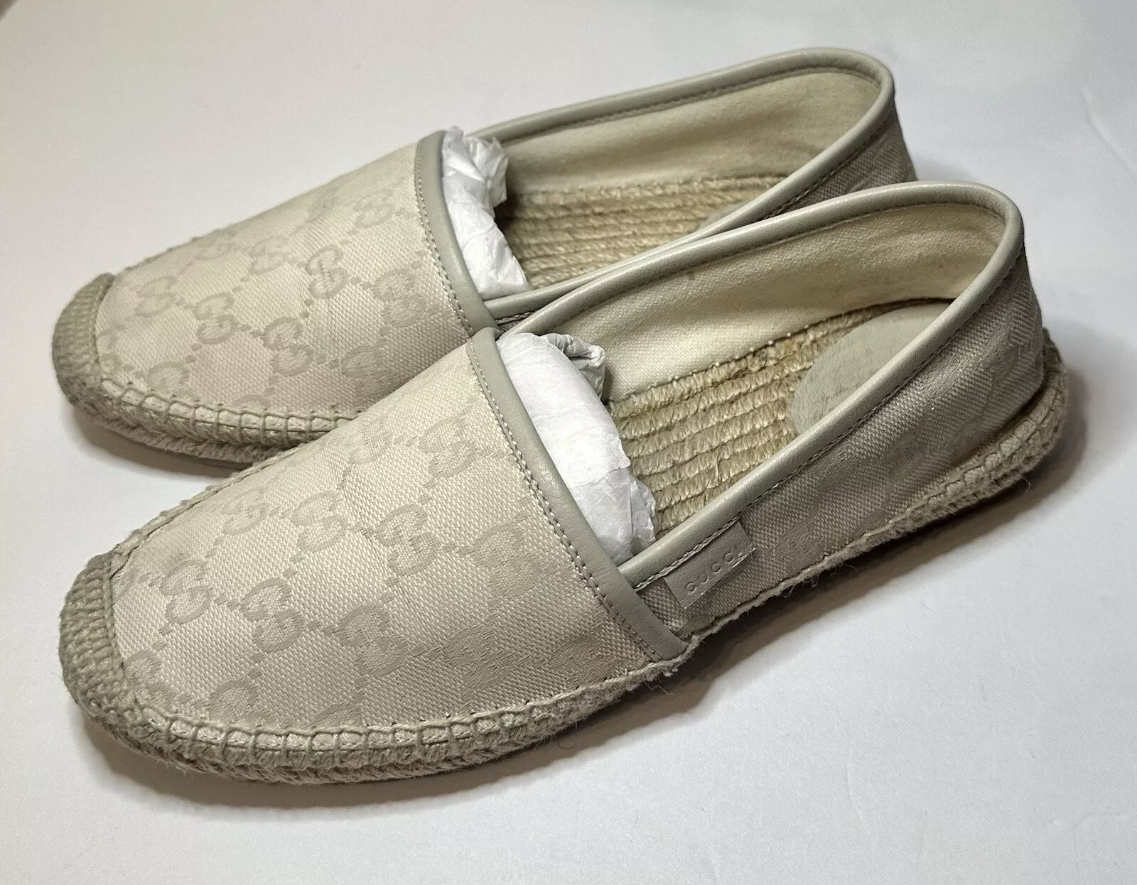 Mocassins espadrilles femme GUCCI tissu beige neutre taille 6 1/2 US 4,5 UK