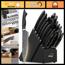 22-Piece Knife Block Set with Built-in Sharpener, Kitchen Cutlery & Storage Solu