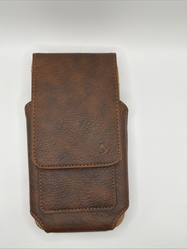 Leather cell phone case with belt clip and Magnetic Clasp, Two Slots For Cards