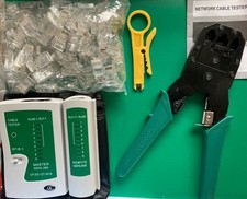 network cable tester, Obtoool crimper, wire stripper, clips, instruction book