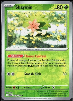Shaymin 010/182 Destined Rivals Reverse Holo Uncommon Near Mint Pokemon TCG