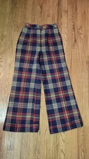 Vintage Bobbie Brooks 28" Waist x 31" Inseam Plaid, Blue, Red, Yellow
