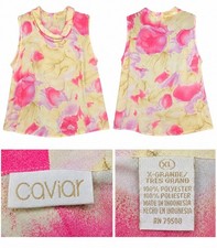 Caviar Womens XL Sleeveless Cowl Neck Floral ...