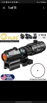 Motion Awake Red Dot Sight w/ 3X Flip to Side Magnifier Combo Optics Rifle Scope