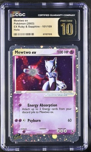 2003 Pokemon Mewtwo EX - Holo EX Ruby & Sapphire CGC 10 PRISTINE pop 3