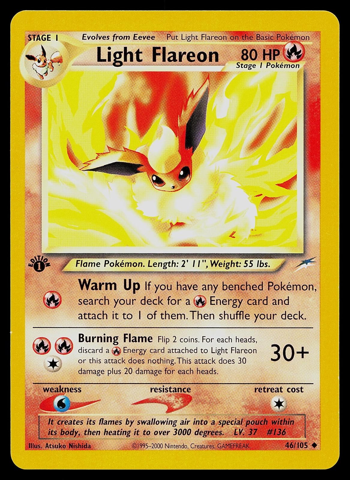 Pokemon Card - Light Flareon Neo Destiny 46/105 1st Edition Uncommon