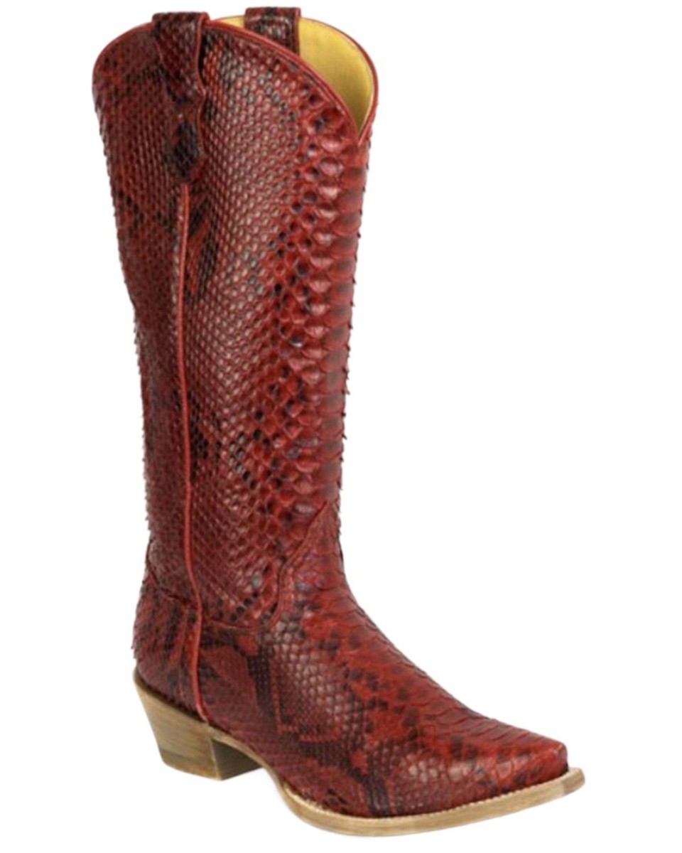 Roper Women's Fire Exotic Python Western Boot - Snip Toe - 09-021