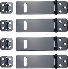 4Pcs 4Inch Black Padlock Hasp,Door Slide Latch Lock 4 Inch,