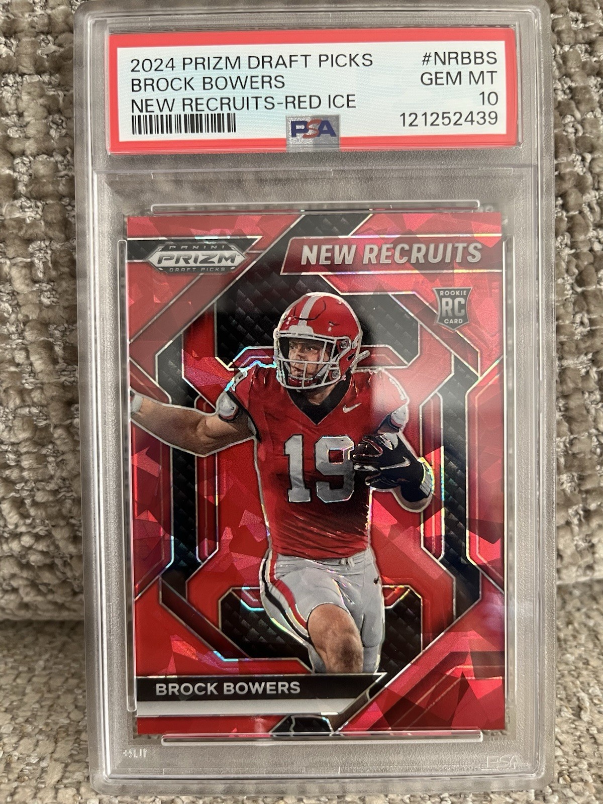 2024 Prizm Draft Picks Brock Bowers RC - Red Ice - PSA 10 - Raiders
