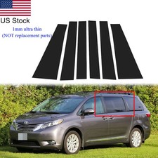 6pcs Glossy Black Pillar Posts Window Door Covers Trim For Toyota Sienna 2011-20 6pcs Glossy Black Pillar Posts Window Door Covers Trim For Toyota Sienna 2011-20