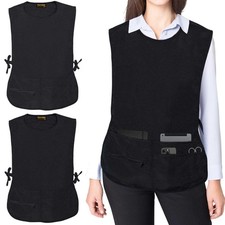 2 PCS 5 Pockets Cobbler Aprons For Women Men Zipper Pocket Smock Chef Apron