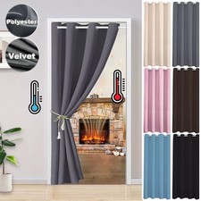 Blackout Door Curtains Thermal Single Panel Ready Made Eyelet Ring Top Drapes UK