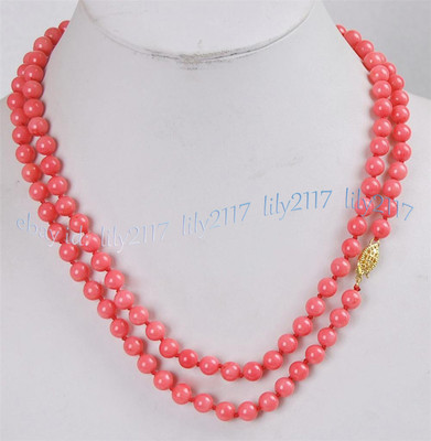 Natural 6-7mm Japan Sea Pink Coral Round Gemstone Beads Necklace 14-100 inch
