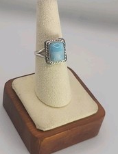 Fine Sterling Silver 926 Ring For Women Girls Natural Larimar Gemstone Size 7