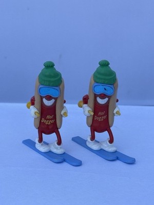 Vintage 1990 Hallmark Hot Dogger Skiers Figurines Set of 2 Winter Christmas