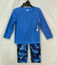Fruit of Loom Boys Camo Pajamas Kids M 8 Blue Long Sleeve 2 pc Flame Resist