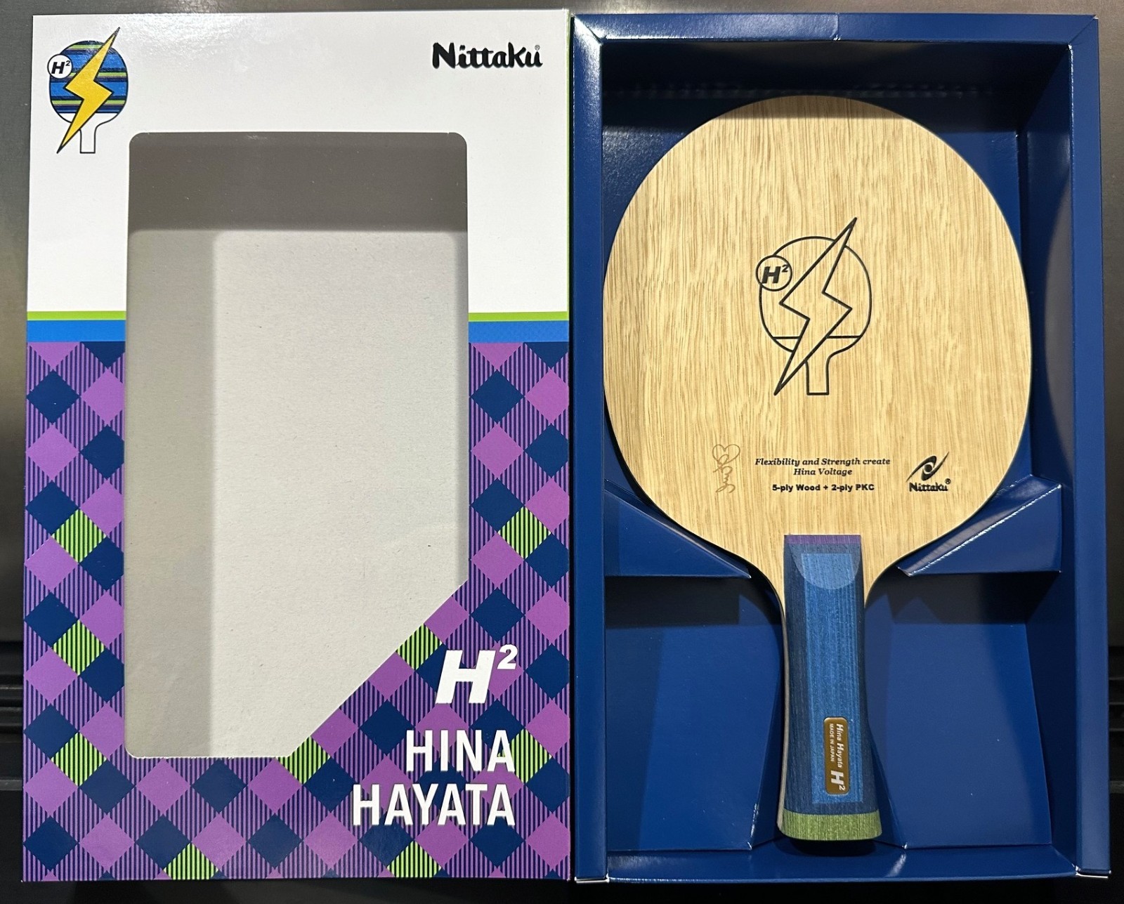 Bois de tennis de table Nittaku Hina Hayata H2 FL concave pour le jeu offensif