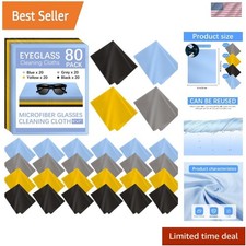 80 Pack Microfiber Cleaning Cloth for Glasses, Multi-Color Eye Glasses Cleaning