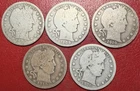 Lot of (5) Barber Quarters. Mixed Years. Mixed Mint Marks