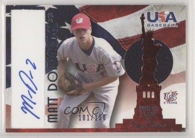 2007 USA Baseball National Jersey & Signature Blue Ink Matt Dominguez Auto 0s3