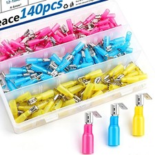 140PCS Piggy Back Spade Connectors, 22-10AWG, Heat Shrink, 6.3mm