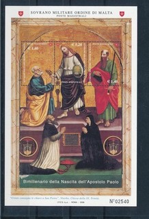 D498660 Malta Orden Militar S/S MNH Nacimiento Bimilenario Apóstol Pablo 2008