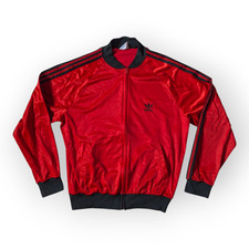 Vintage 80/90s Adidas ATP Keyrolan USA red black Track Jacket Size M/L, STAINS