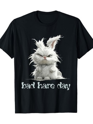 Bad Hare Day Funny Word Game Bunny Rabbit Fun T-Shirt, Men's T-Shirt, 220g
